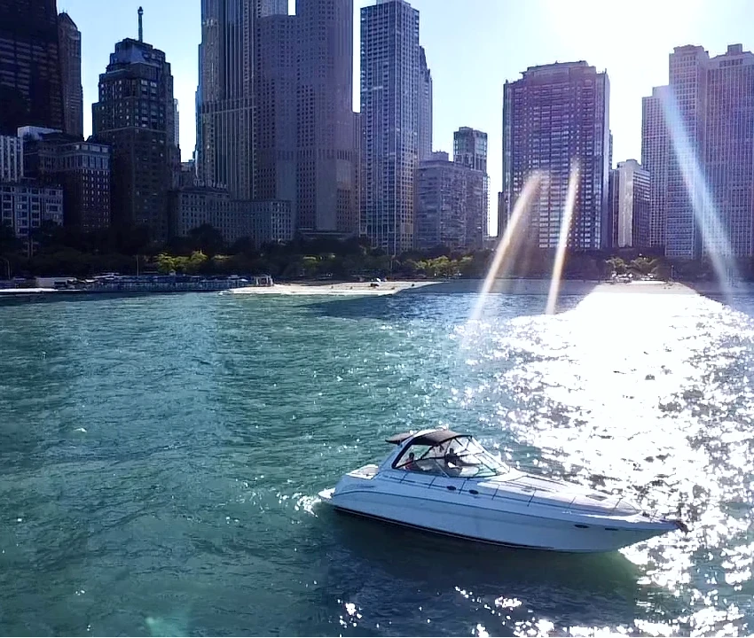 Corporate event yacht charter in Chicago with skyline views on Lake Michigan.