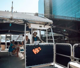 Captain operating a big boat charter on the Chicago River