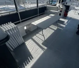 Open interior layout of a big boat charter in Chicago