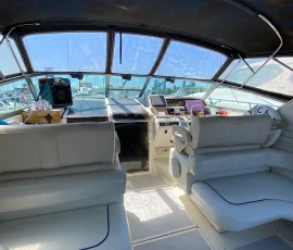 Spacious cabin interior inside a premium yacht rental in Chicago